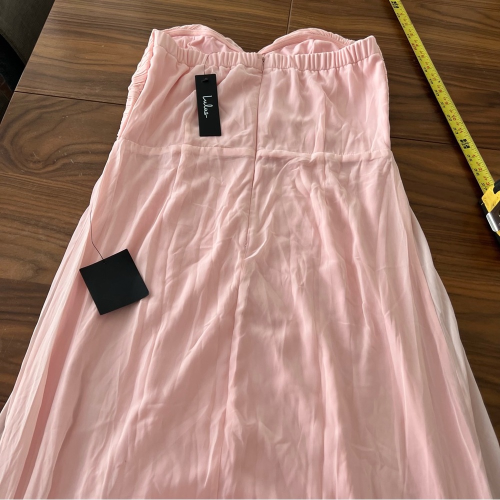 LULUS Women's Splendid Aura Chiffon Pleated Strapless Maxi Dress Size XL In Pink - Picture 8 of 12